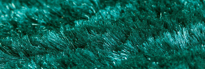 Poster - Dense emerald green saxony carpet texture with subtle sheen and cut pile detail