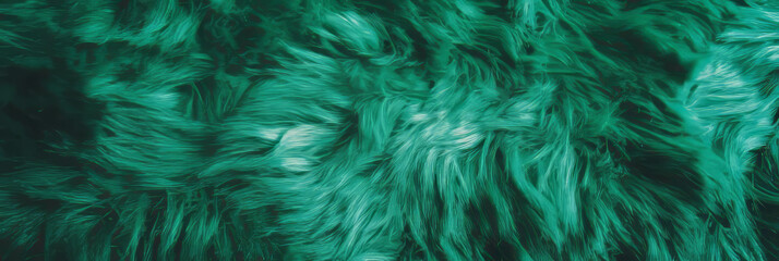 Poster - Exploring the luxurious texture of emerald green shag carpet with vibrant highlights