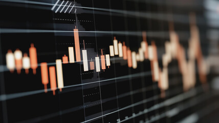 Poster - stock market data: a close-up shot of a stock market chart displayed on a computer screen, showcasin