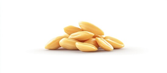 Aufkleber - Raw peanuts arranged in a loose pile on a clean white background showcasing their beige color and smooth texture for a healthy snack concept.