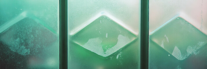 Poster - Soft light filtering through frosted glass with geometric shapes in serene design