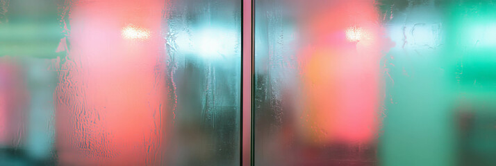 Poster - Softly glowing frosted glass with vibrant neon accents creates a soothing ambiance