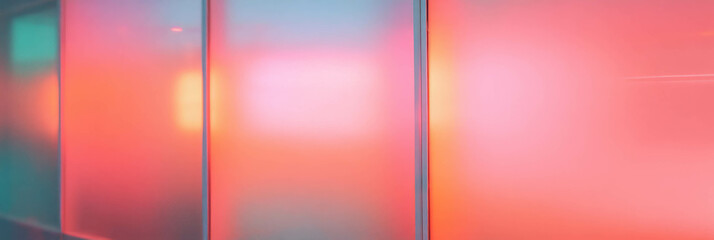 Poster - Frosted glass surface illuminated by neon accents casting a soft ambient glow