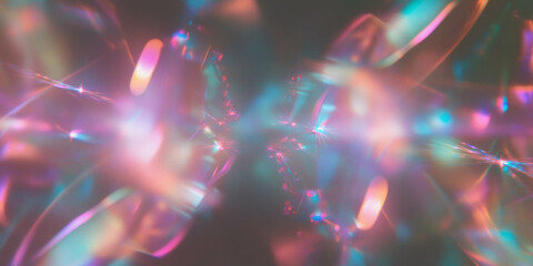 Fototapete - Geometric and organic bokeh blend creating luminous light patterns against a dark backdrop