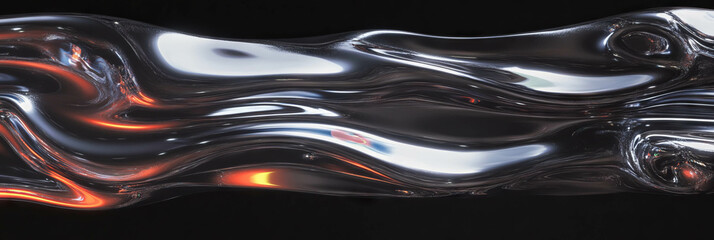 Poster - Glossy plastic texture featuring chrome accents with surreal reflections