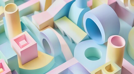 Poster - a colorful abstract sculpture of various shapes and colors