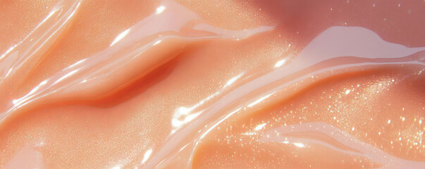 Poster - Elegant golden beige shimmering gel texture with viscous flow and light play