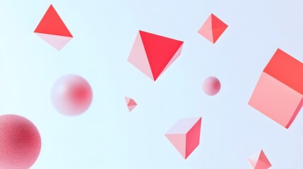 Poster - a bunch of pink and red shapes are floating in the air