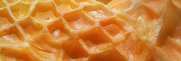 Poster - Detailed texture of golden brown cone wafer showcasing diamond grids and thick lines