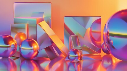 Poster - a group of shiny objects are arranged in a colorful pattern