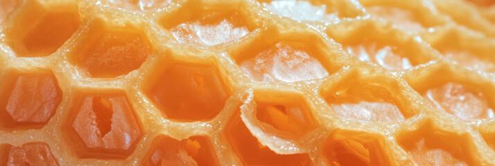 Poster - Crispy golden cone wafer showcases uneven diamond grid texture