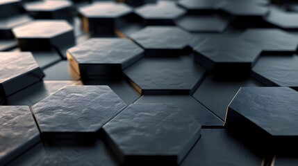 Leinwandbilder - a close up of a black hexagon pattern on a wall