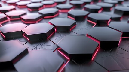 Leinwandbilder - a close up of a bunch of hexagons with red lights