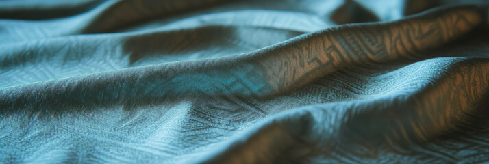 Poster - Elegant gray damask tablecloth showcasing a rich woven texture and subtle patterns