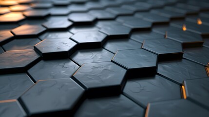 Aufkleber - a close up of a black hexagon patterned floor