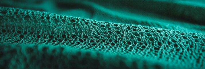 Poster - Intricate green crocheted tablecloth with delicate lace pattern displaying fine texture