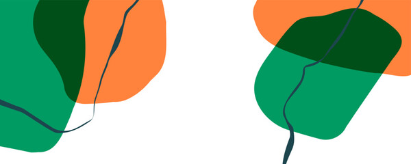 Poster - Ireland flag colors. Abstract background with various curved bright colored shapes and bent lines. Vector illustration.