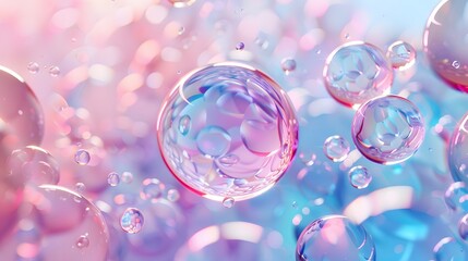 Poster - a close up of bubbles floating in a colorful liquid