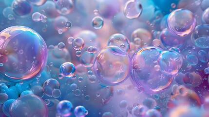 Poster - a close up of bubbles floating in a blue and purple liquid