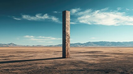 Wall Mural - A strong pillar structure standing alone in a vast empty space, representing stability and support.