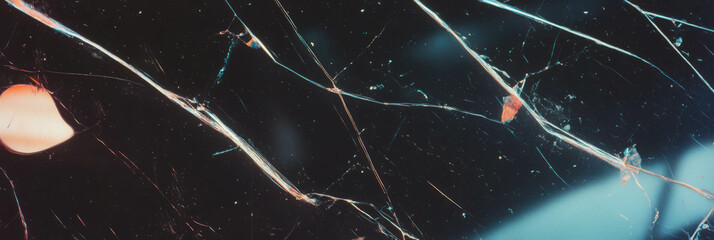 Poster - Exploration of unique textures in heavily scratched film showcasing random curved scratches