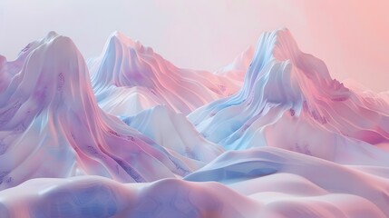 Poster - a digital painting of a mountain range with pink and blue colors