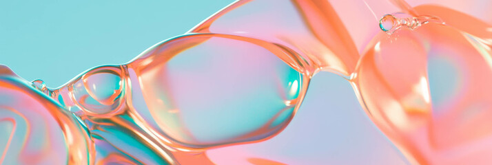 Poster - Exploring the elegant texture of transparent gel with vibrant hues and strong surface tension