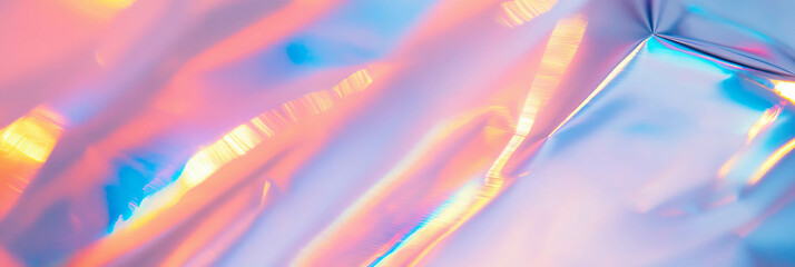 Poster - Unique holographic foil texture with geometric patterns and vibrant rainbow reflections