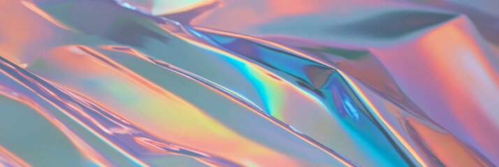 Poster - Textured holographic foil displaying geometric patterns and vibrant rainbow reflections