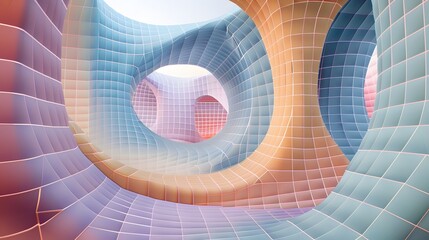 Leinwandbilder - a colorful abstract image of a tunnel with a bunch of different shapes