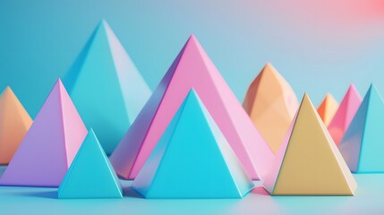 Poster - a group of colorful triangles on a blue background