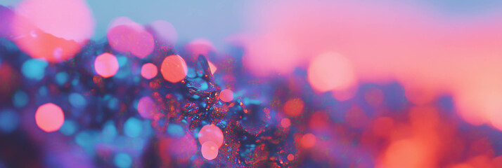 Aufkleber - Vibrant bokeh texture with saturated colors creating a radiant glow at sunset