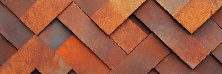 Poster - Interlocking diamond pattern with warm browns and rough texture on a surface