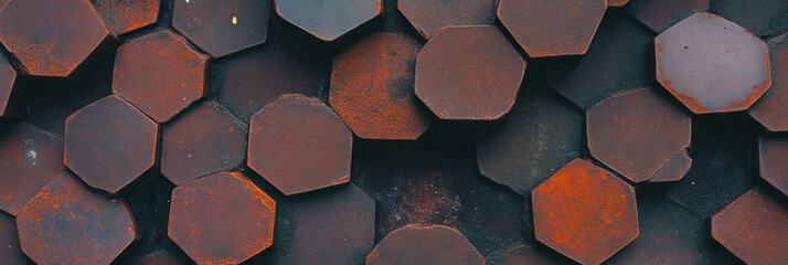 Poster - Interlocking hexagonal pattern showcasing warm brown tones with a textured finish
