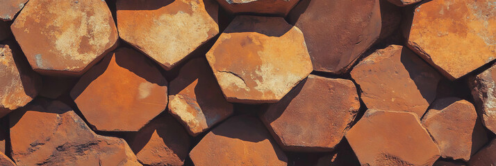 Poster - Interlocking hexagonal pattern showcasing warm browns and a rough textured finish