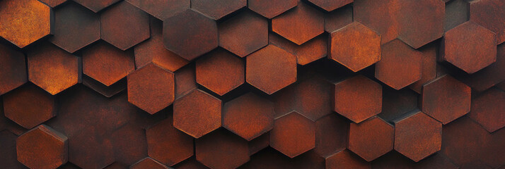 Poster - Interlocking hexagon texture with warm brown tones and matte finish