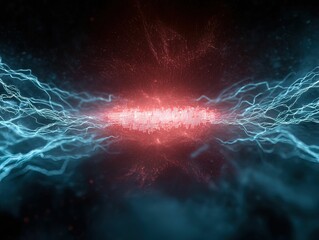 Fototapete - Cyber battle depicted with glowing blue firewalls digital realm visual futuristic environment abstract viewpoint technology concept