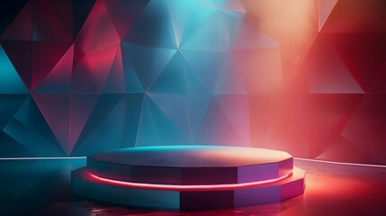 Leinwandbilder - a round platform with a colorful light shining on it