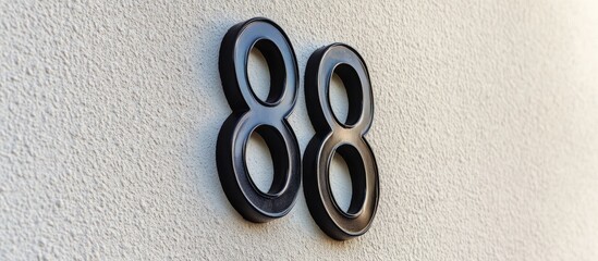 Fototapete - Black house numbers 88 mounted on a light textured wall with a close-up view highlighting the contrast and clear visibility of the digits