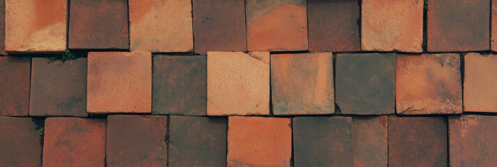 Poster - Rustic interlocking rectangular pattern with warm tones and rough texture in a natural setting