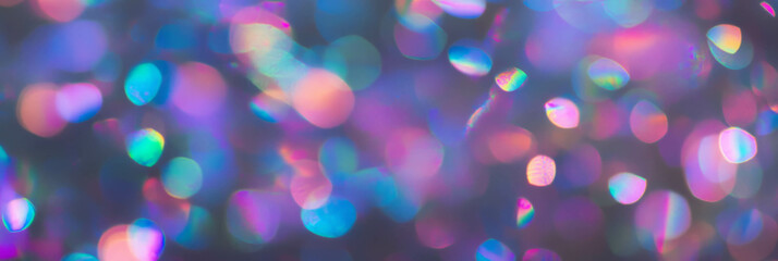 Poster - Iridescent film showcasing vibrant holographic texture with blurred edges in striking colors