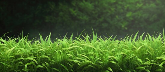 Aufkleber - Lush green grass fills the foreground against a blurred dark green background creating a tranquil and serene park atmosphere.