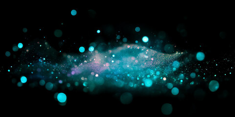 Fototapete - Isolated bokeh texture with distinct halos and soft sparkle against a black background