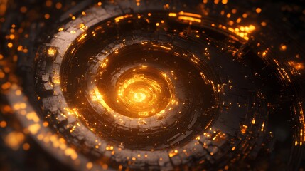 Fototapete - a spiral with a bright orange glow