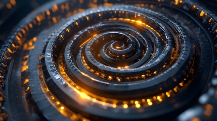 Poster - a spiral of lights in a dark background