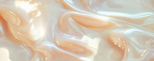 Poster - Elegant light beige viscous gel texture with smooth flow and subtle refraction