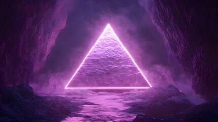 Leinwandbilder - a purple triangle in the middle of a cave with water