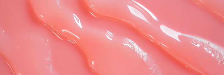 Poster - Smooth texture of light creamy pink gel showcasing subtle soft sheen and reflections