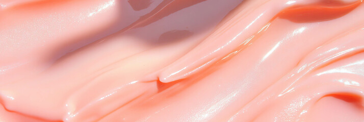 Poster - Texture of light creamy pink gel with smooth surface reflects soft light and sheen