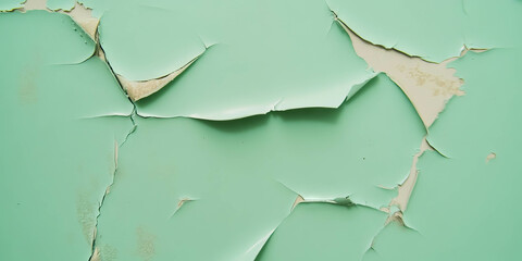 Aufkleber - Peeling texture of light emerald green wall with subtle grunge stains revealing age and wear